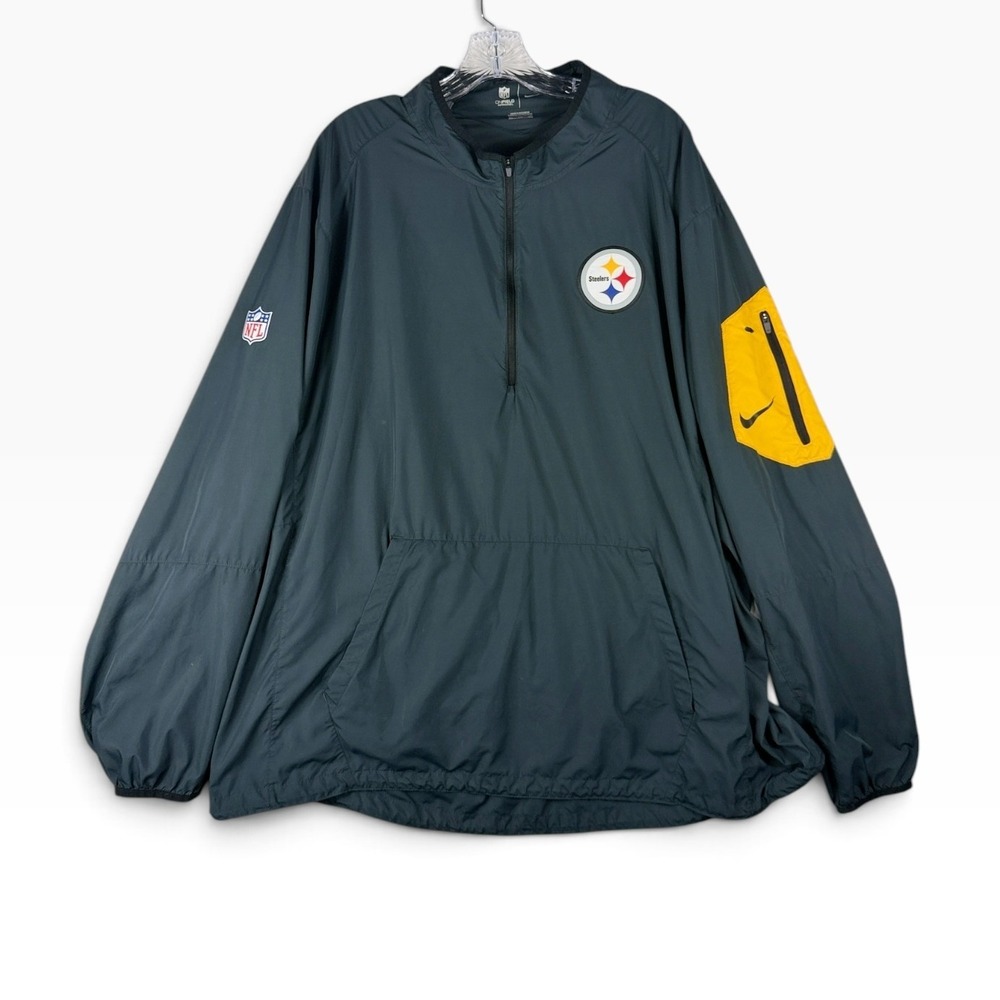Nike NFL Steelers On Field 1/4 Zip Windbreaker Mens 3XL Gray 707298-010 Exc